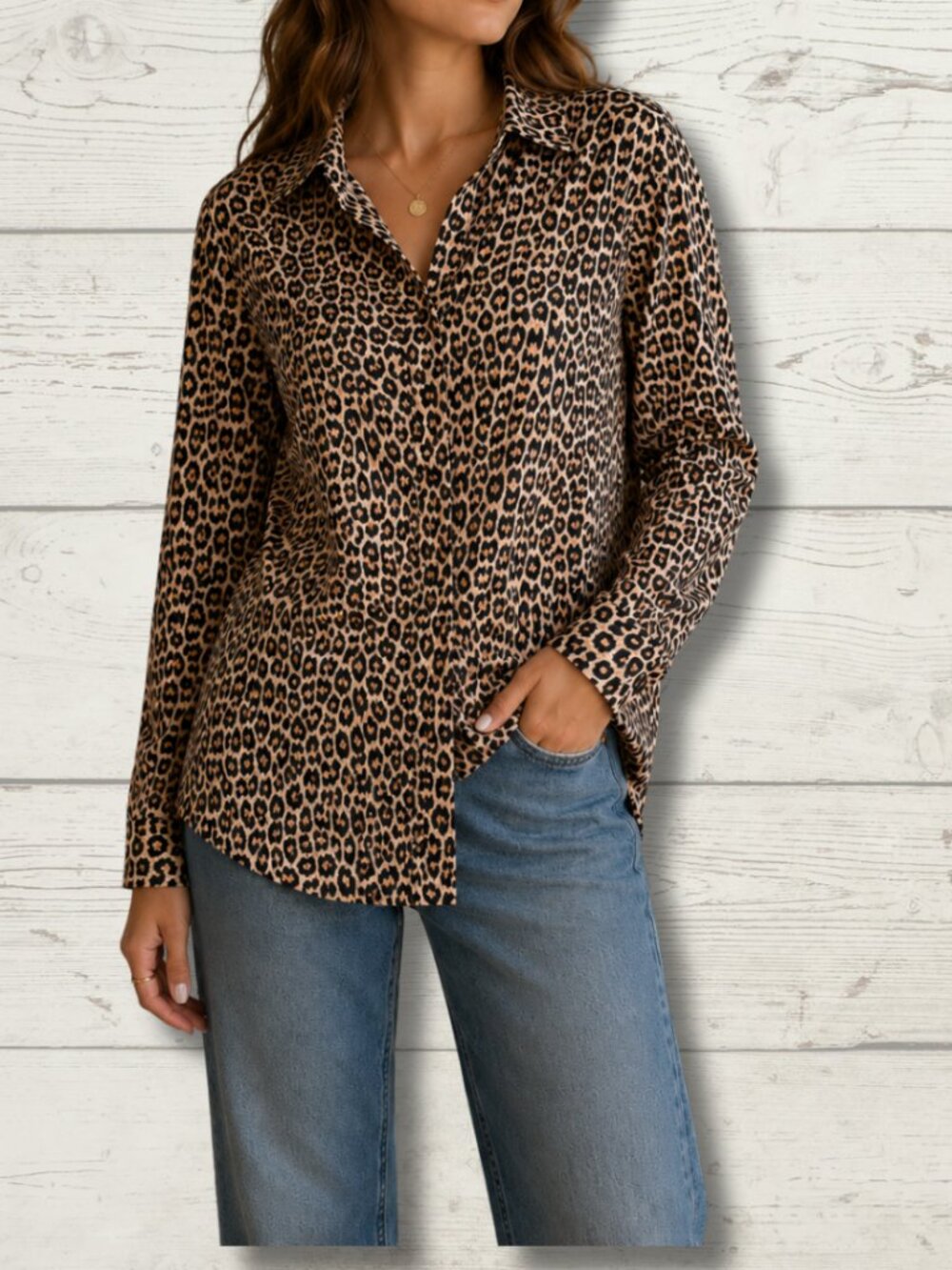 Chico’s Leopard Print Wrinkle Resistant Cotton Button-Up Blouse Size 0